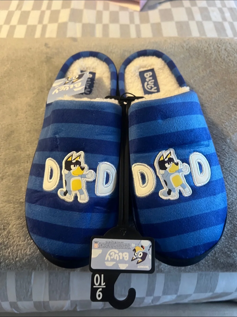 Mens Blue Striped Slippers - Brand
